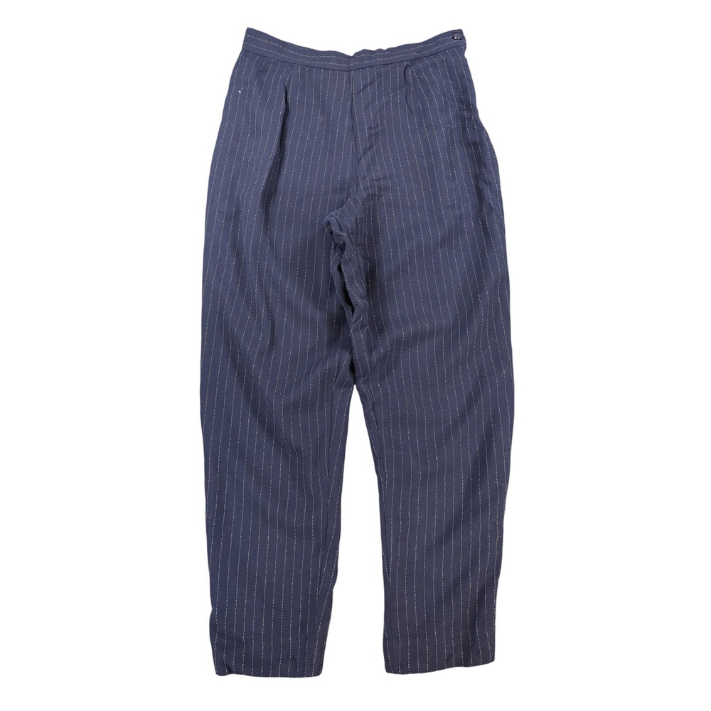 Hugo Buscati Trousers Womens 14 Navy Blue Wool Pinstripe Tapered Pleated Vintage